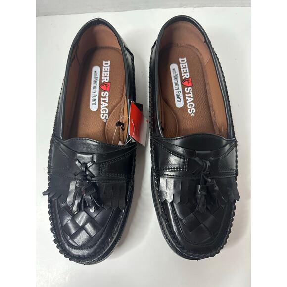 DEER STAGS Men's Herman Tassel Loafer Shoes Jet Black Size 9M NWT - Picture 3 of 8